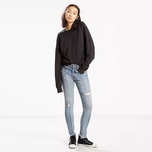 721 Levi’s High Rise Skinny Jeans light wash with Distressing & pin tucks